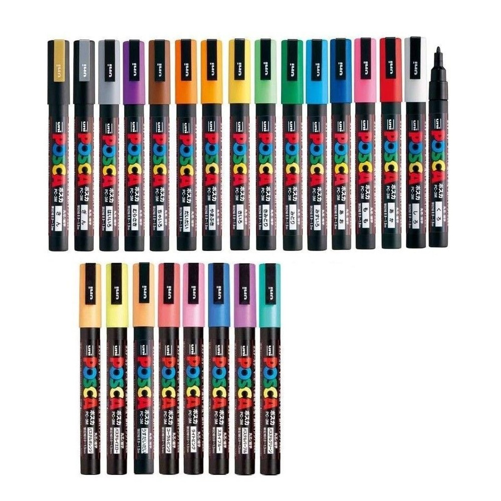 POSCA PC-3M Paint Marker Set 24 Colors Fine Point 0.9-1.3mm Japan Import NEW